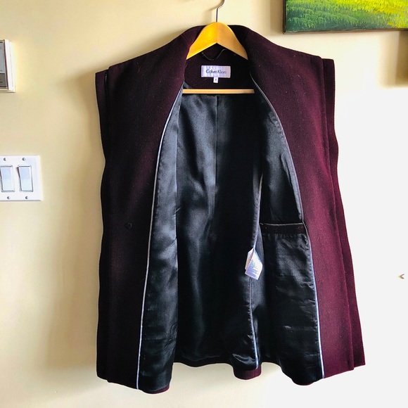 CALVIN KLEIN | Gorgeous Wool Coat | Burgundy | 2 - Picture 3 of 5